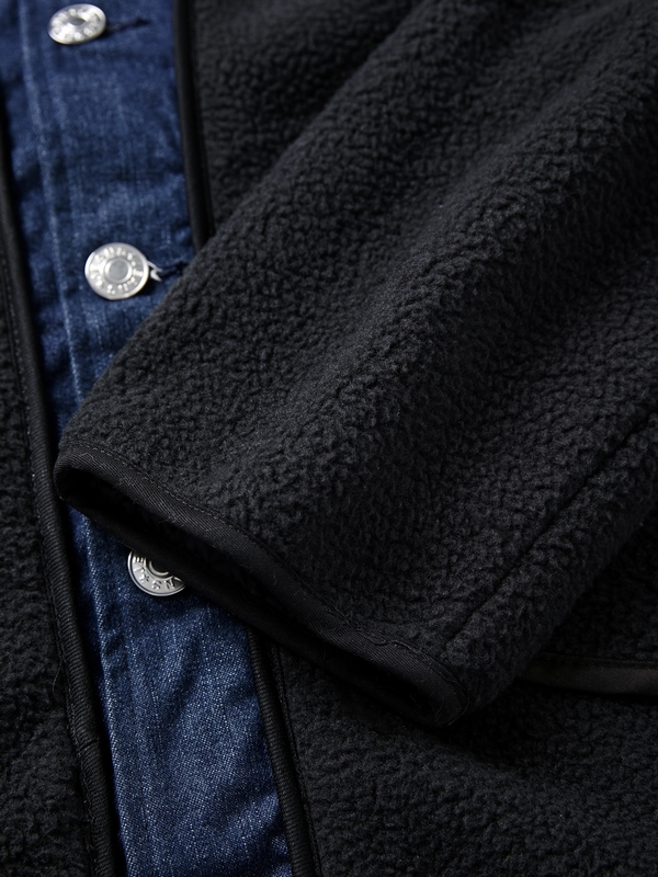 Chaqueta falsa de dos piezas de lana de cordero para hombre-6
