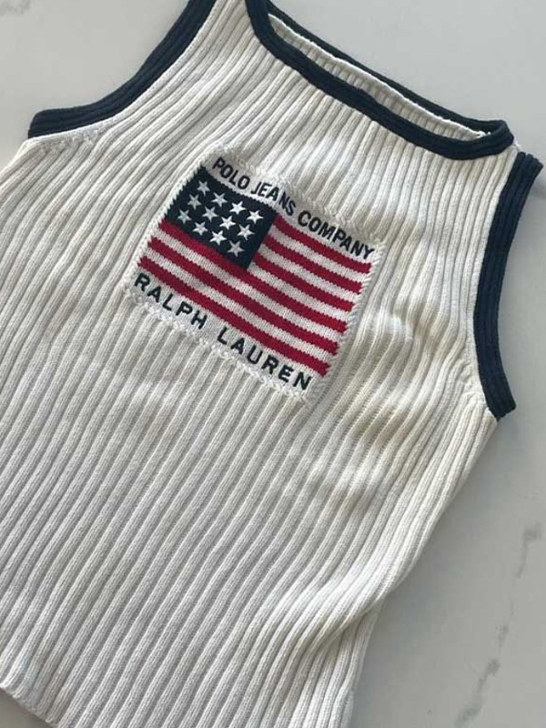 Camiseta de manga corta sin mangas de punto con bandera nacional-3
