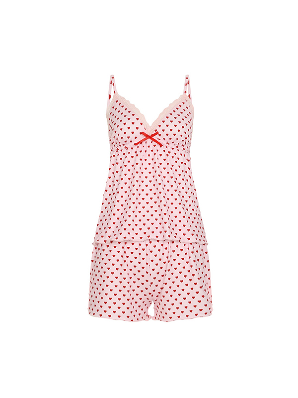 Camisola de dos piezas con escote en V y encaje-4