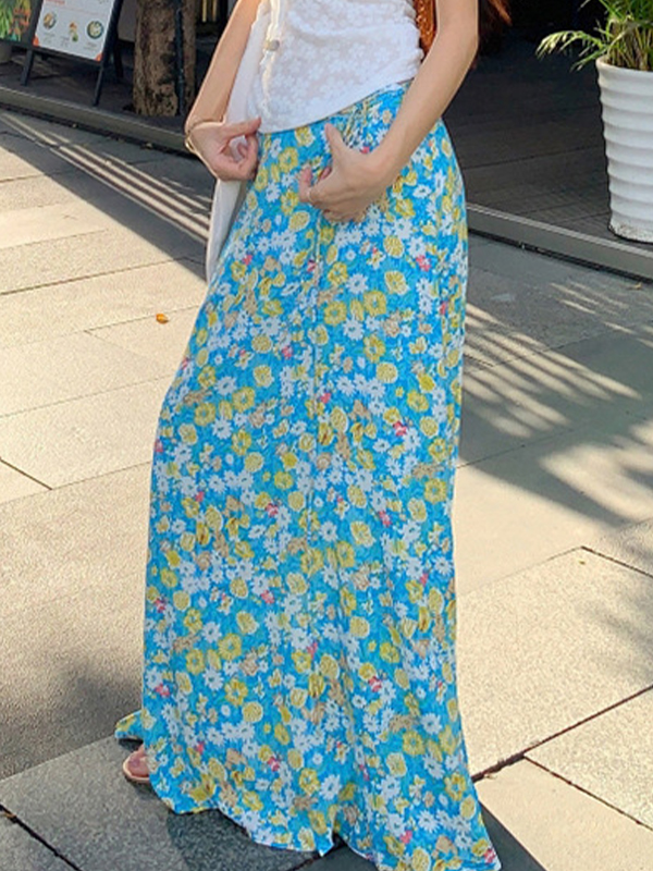 Falda larga de jacquard fresca y pequeña de verano-3