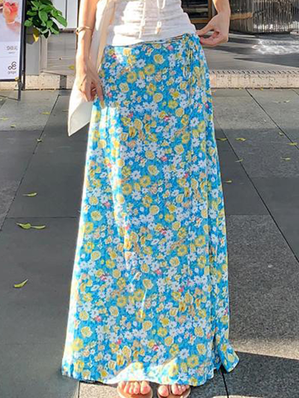 Falda larga de jacquard fresca y pequeña de verano-2
