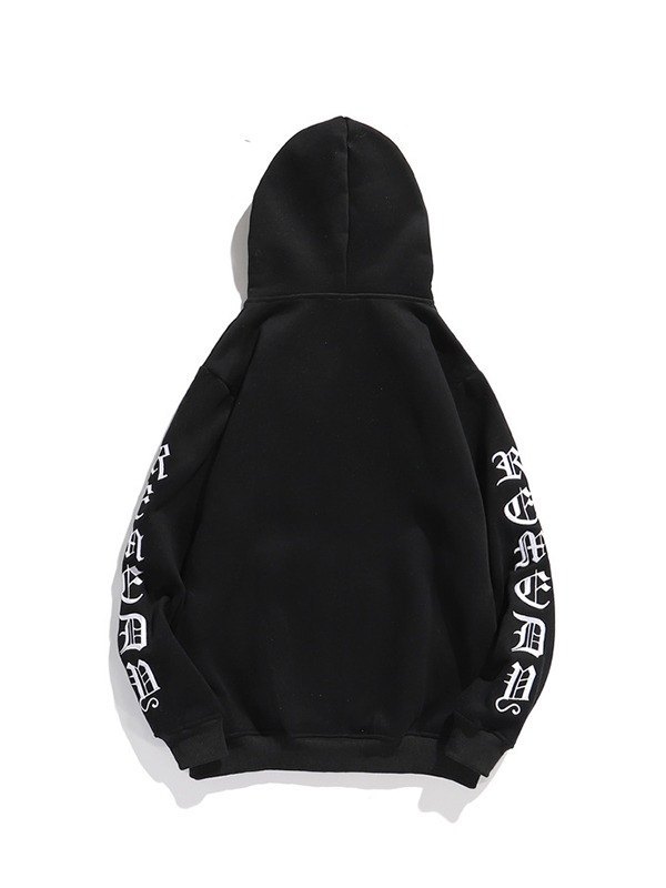 Sudadera con capucha y cremallera con letras góticas para hombre-1