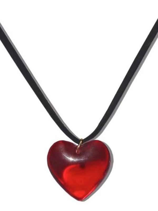 Collar con dije de corazón de piedra-1