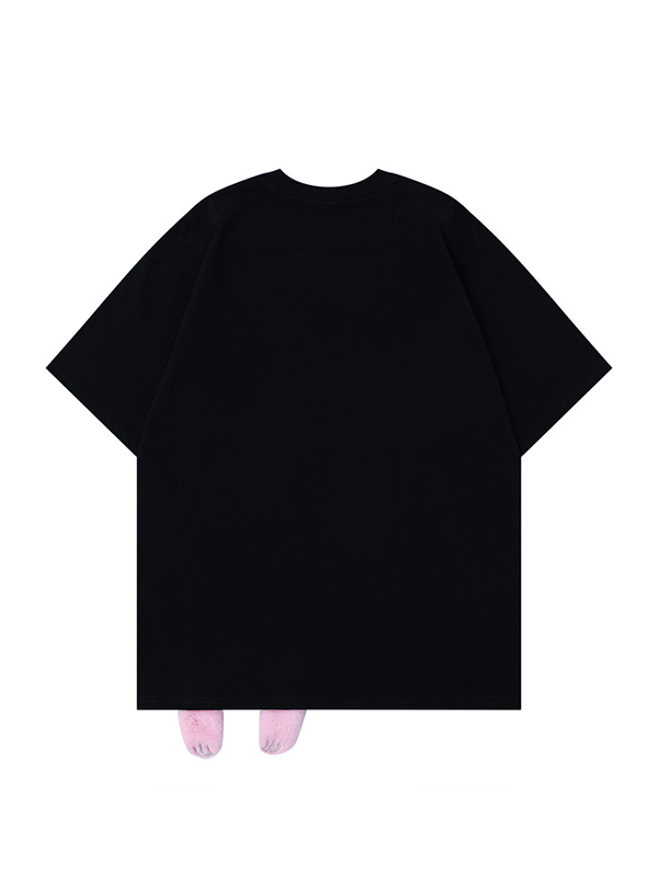 Camiseta extragrande de manga corta con estampado de gato-1