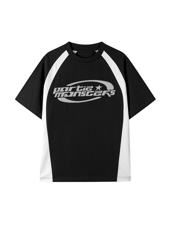 Camiseta extragrande de manga corta con color en contraste para hombre-1