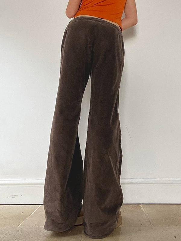 Pantalones de pana vintage con pierna acampanada-3