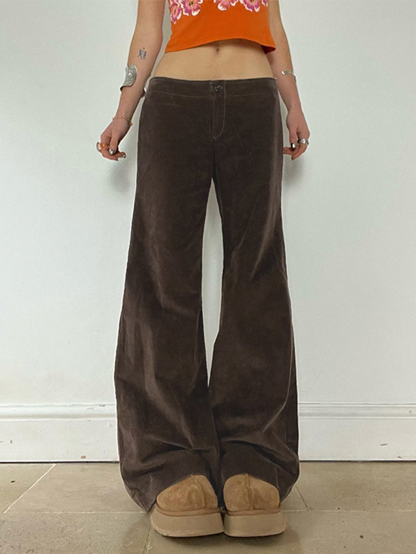 Pantalones de pana vintage con pierna acampanada-1