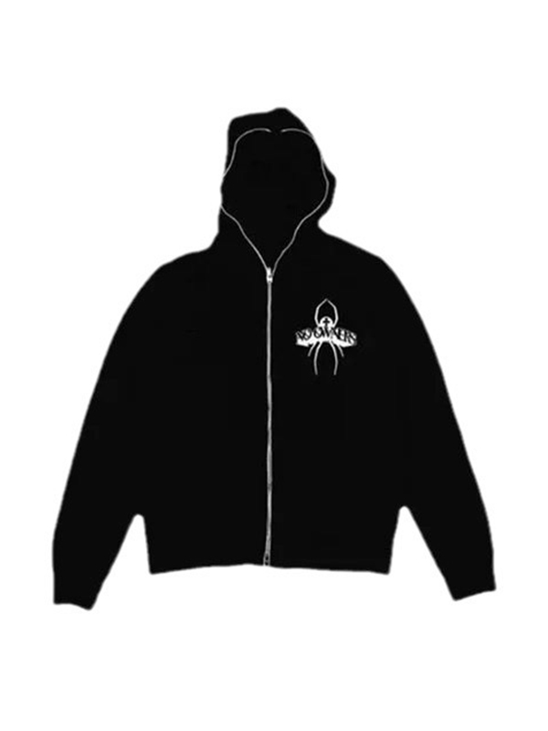 Sudadera con capucha de gran tamaño con estampado de araña para hombre-1