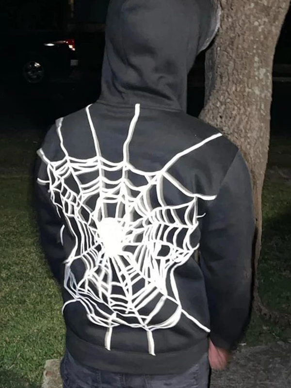 Sudadera con capucha de gran tamaño con estampado de araña para hombre-3