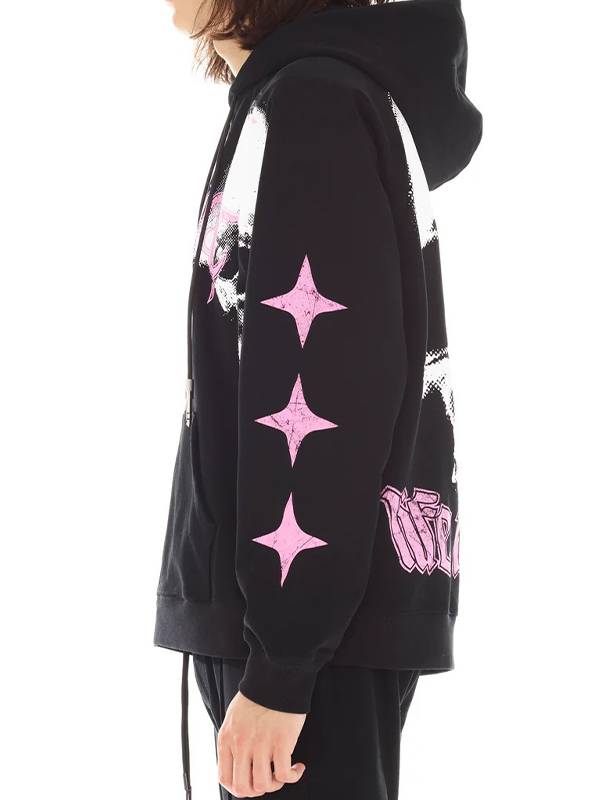 Sudadera con capucha extragrande con estampado de calavera para hombre-1