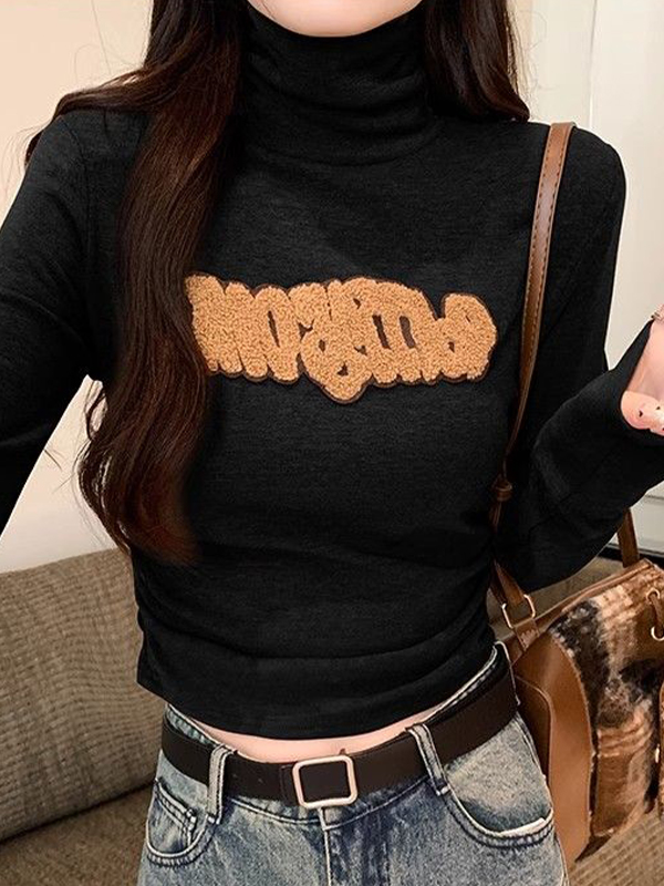 Camiseta de manga larga con letras-1