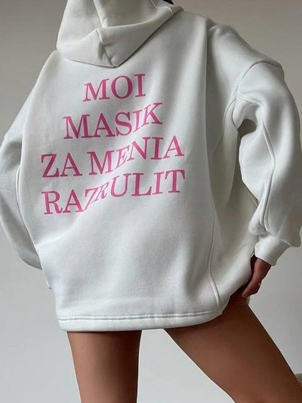 Sudadera con capucha de gran tamaño con letras-3