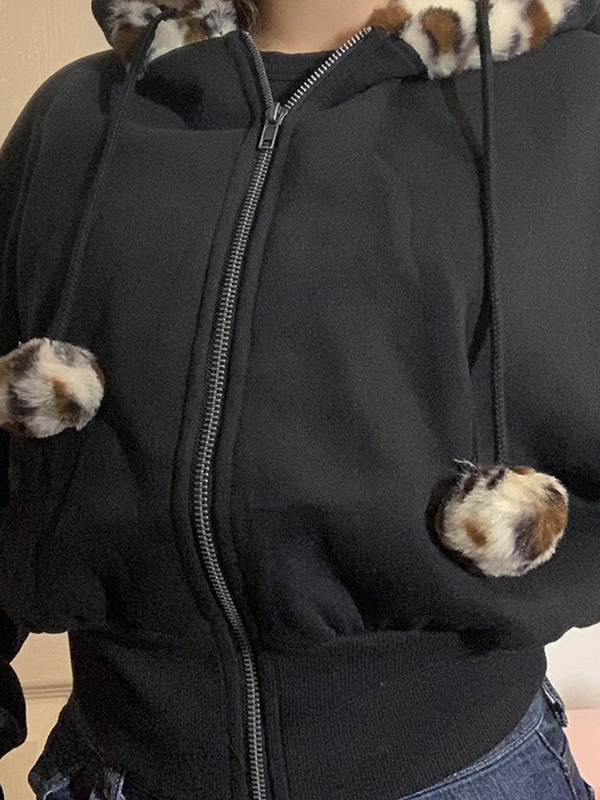 Sudadera con capucha de gran tamaño con estampado de leopardo-2