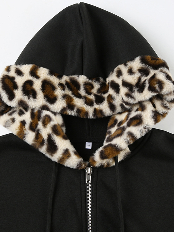 Sudadera con capucha de gran tamaño con estampado de leopardo-4