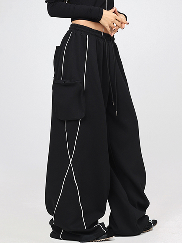 Pantalones deportivos con costuras asimétricas-1