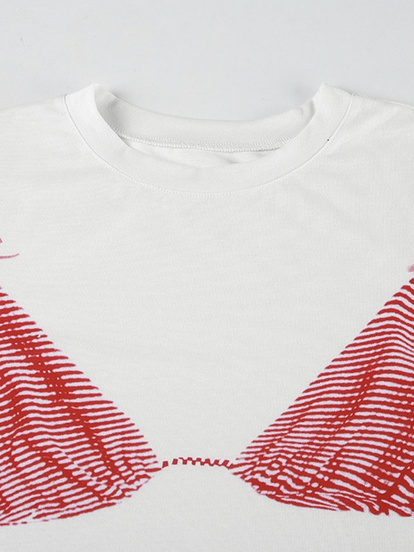 Camiseta de manga corta de gran tamaño con estampado de corsé-3