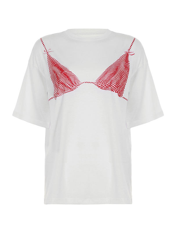 Camiseta de manga corta de gran tamaño con estampado de corsé-4