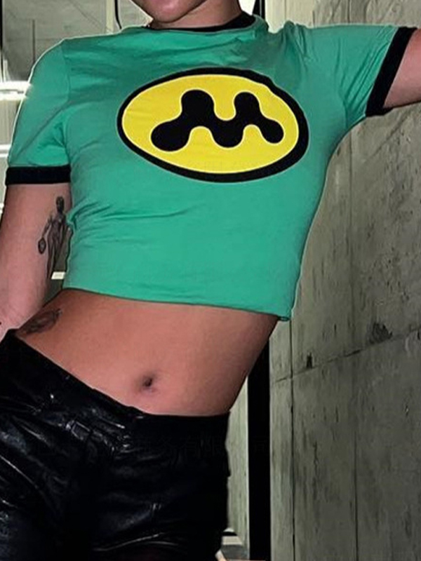 Camiseta de manga corta con estampado geométrico-1