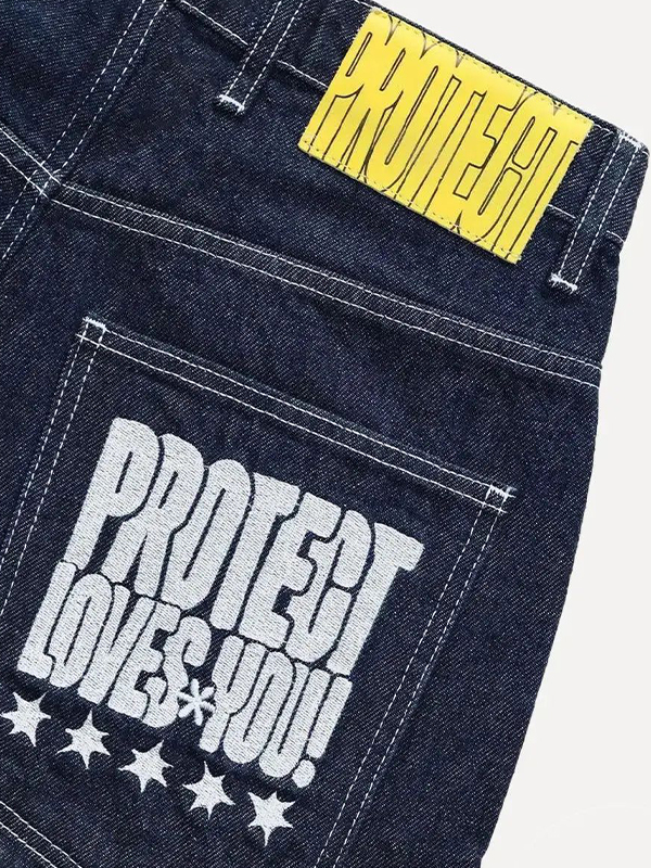 Shorts vaqueros con letras de calle para hombre-3