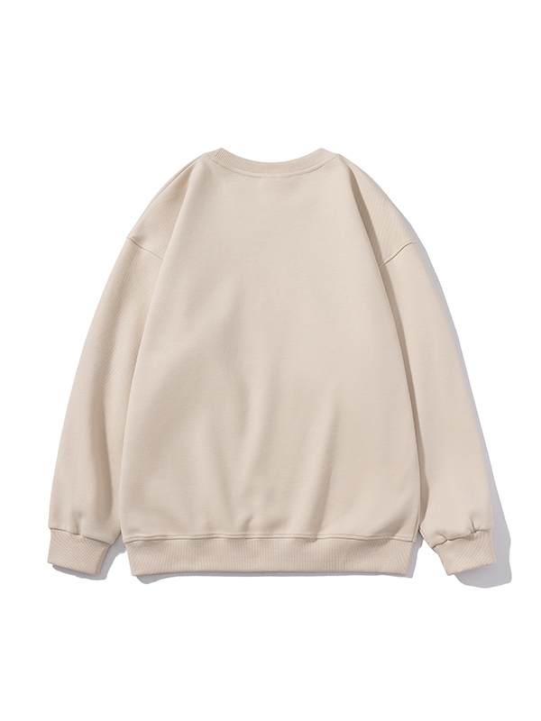 Sudadera de cuello redondo de sarga de color liso para hombre-1