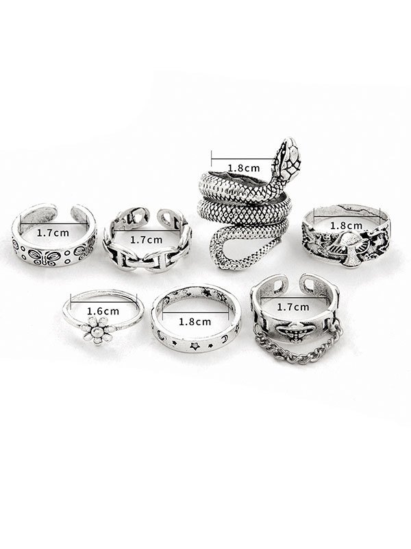 Juego de anillos grabados de 7 piezas-3