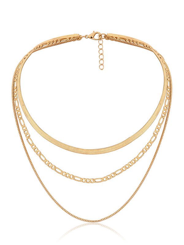 Collar de cadena de eslabones de metal de 3 piezas-5