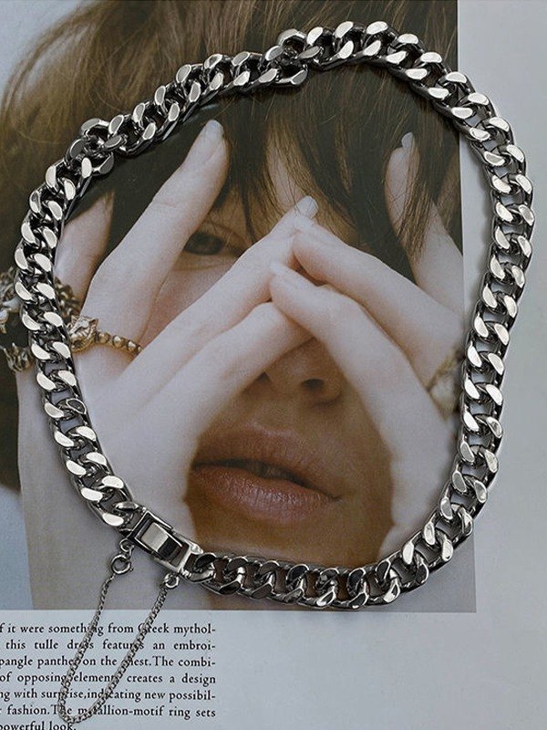 Collar de cadena cubana con hebilla para hombre-1