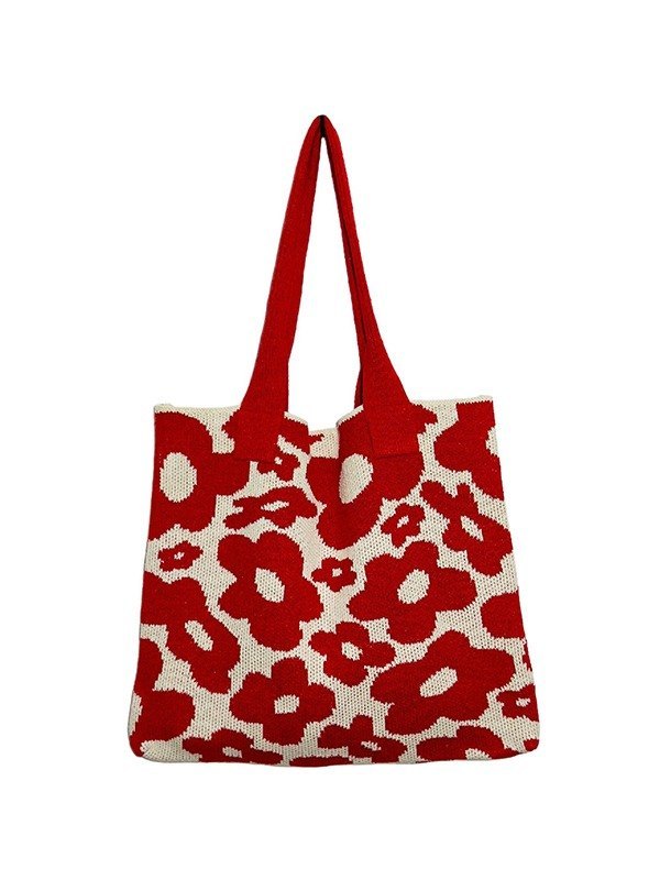 Bolso tote de punto de jacquard floral-3