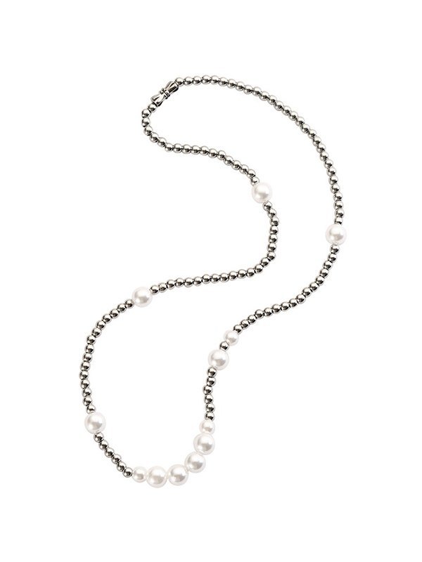 Collar de perlas de imitación de perlas de plata-2