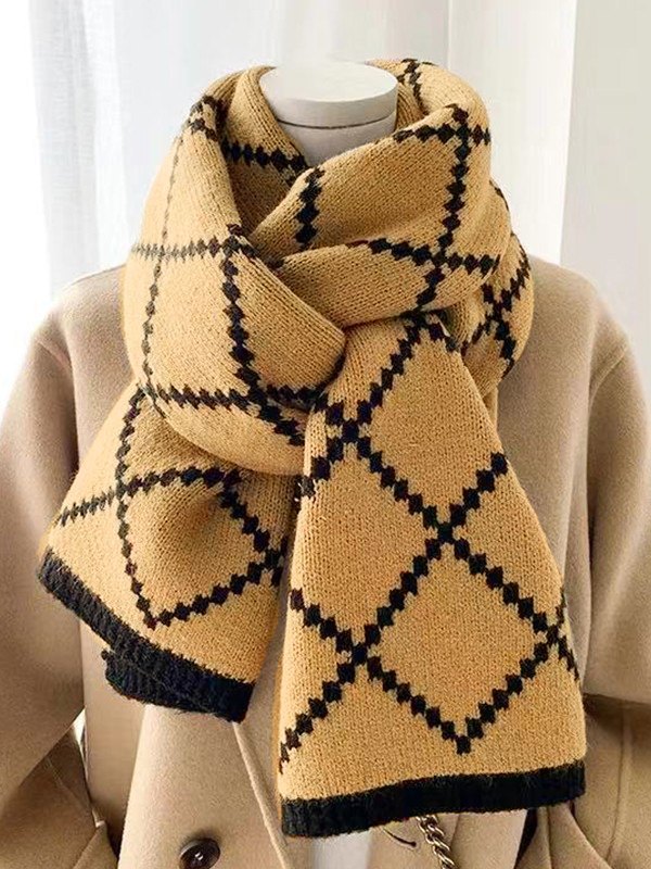 Bufanda Larga Vintage Rombos Jacquard-1