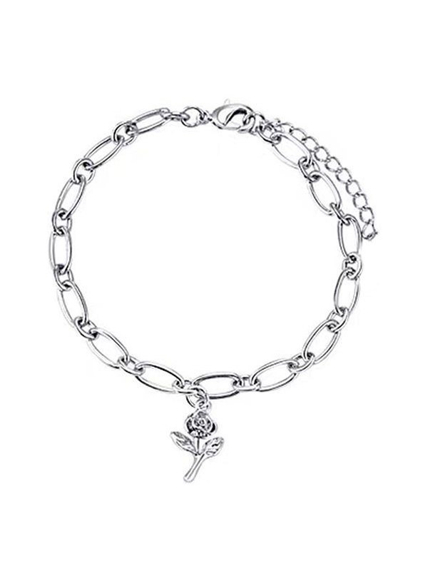 Pulsera de cadena de eslabones con colgante floral-4