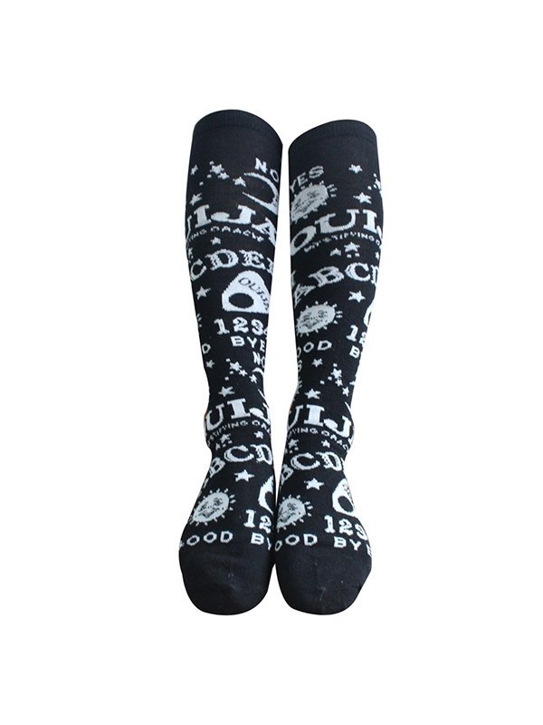 Calcetines Largos Negros Estampado Mixto-3