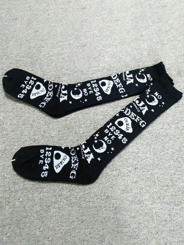 Calcetines Largos Negros Estampado Mixto-2