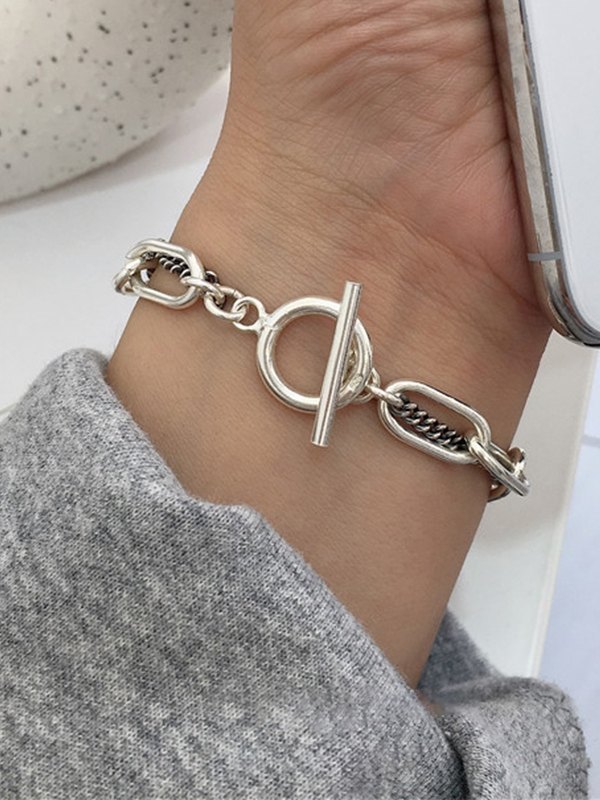 Pulsera de palanca con colgante de moneda de cadena de doble capa-2