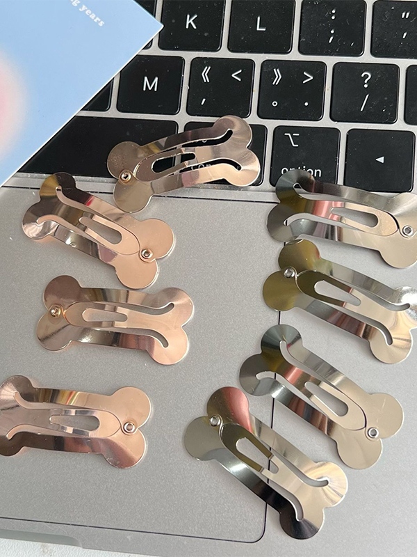 1 pieza pinzas para el cabello de hueso con recorte de metal-1