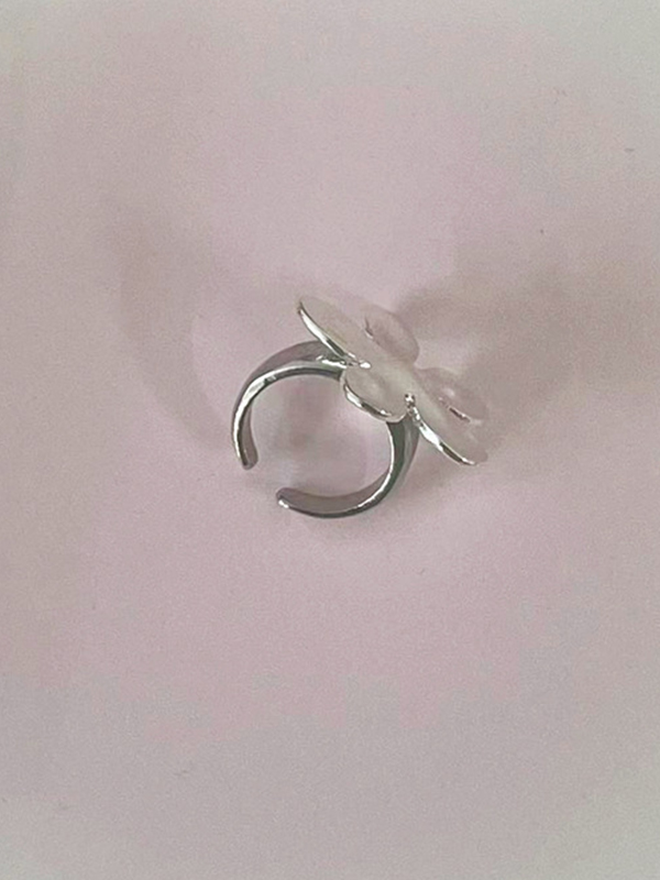 1 pieza anillo de plata envejecido con flor-4