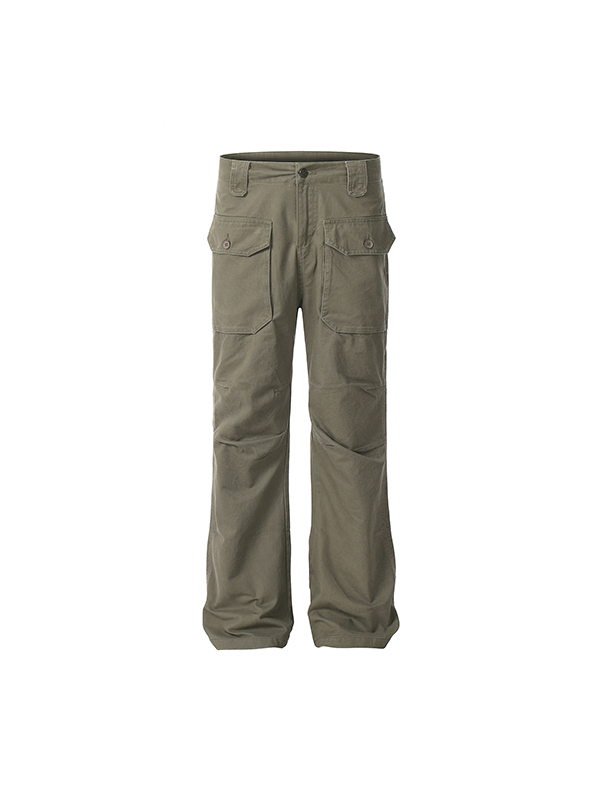 Pantalones cargo rectos informales lisos para hombre-4